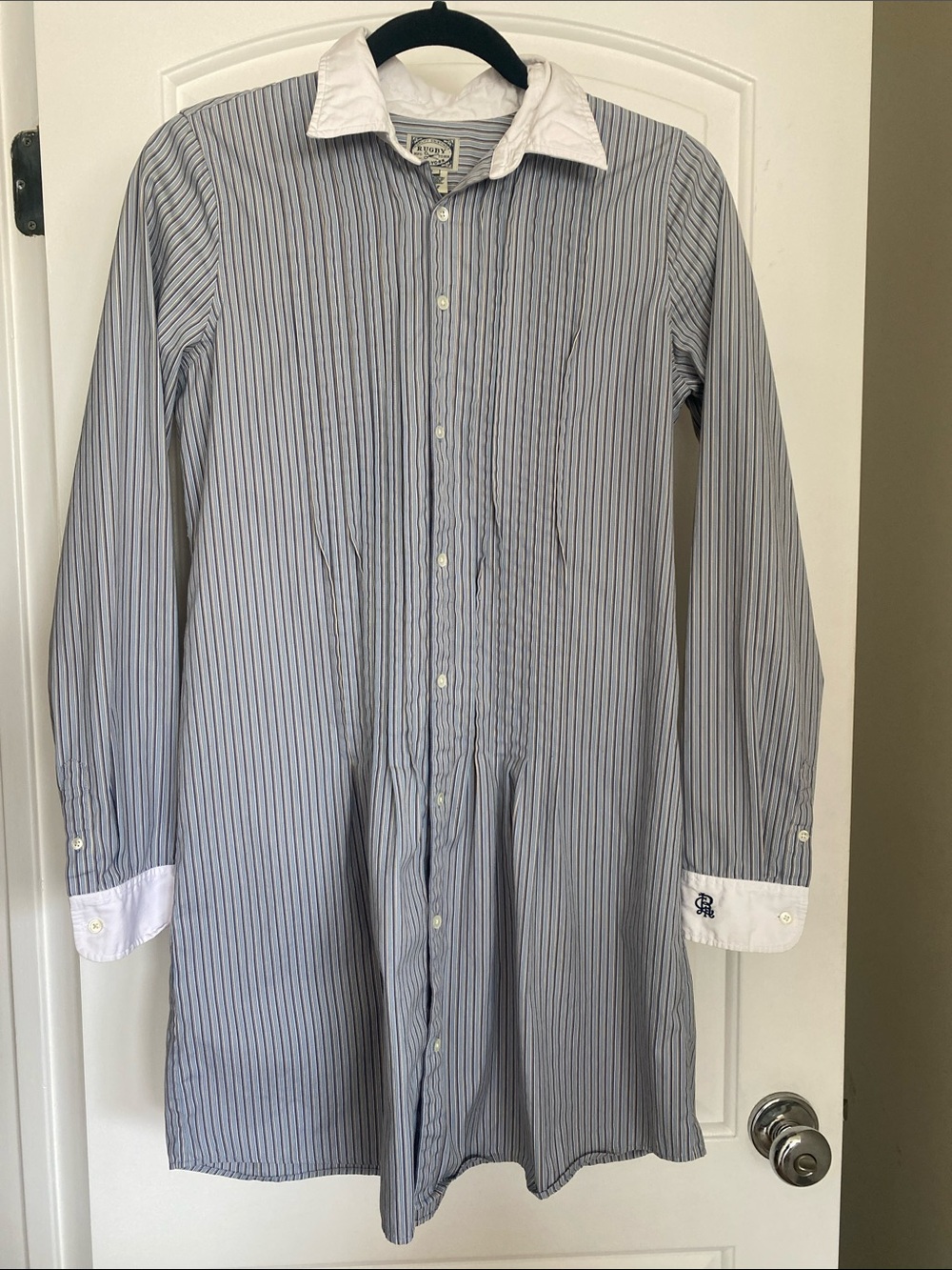 Rugby Ralph Lauren Shirtdress Cotton Pinstripe Vintage Contrast Collar Size 4